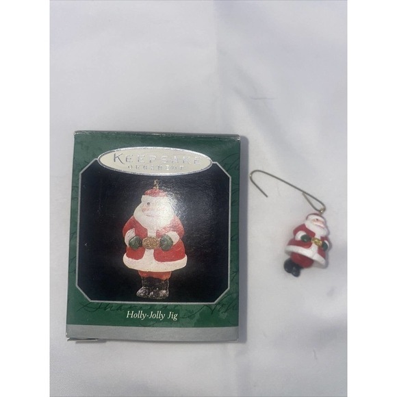 HALLMARK Keepsake Holly Jolly Jig 1998 Miniature Red Christmas Ornament - Picture 1 of 4